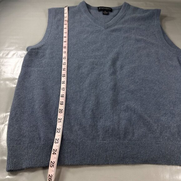 Joseph Lyman Cashmere Vest Sweater Mens V Neck Sleeveless Pullover Blue Soft - Picture 9 of 11